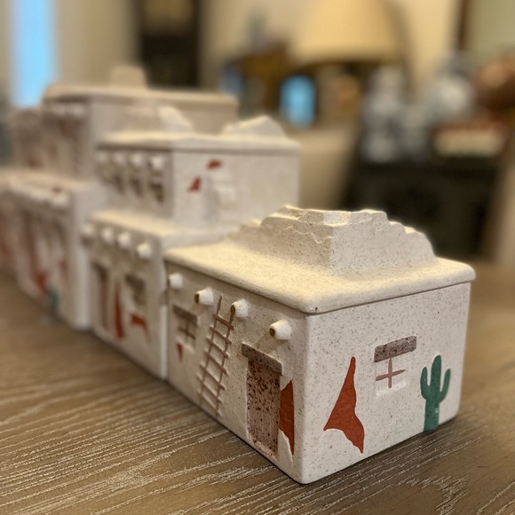 Southwestern Adobe village houses canister set/cookie jar Native American Pueblo - Picture 3 of 9